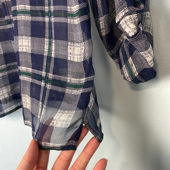 Joie Nura Silk Blouse in Dark Navy Plaid Size Small - Picture 10 of 10